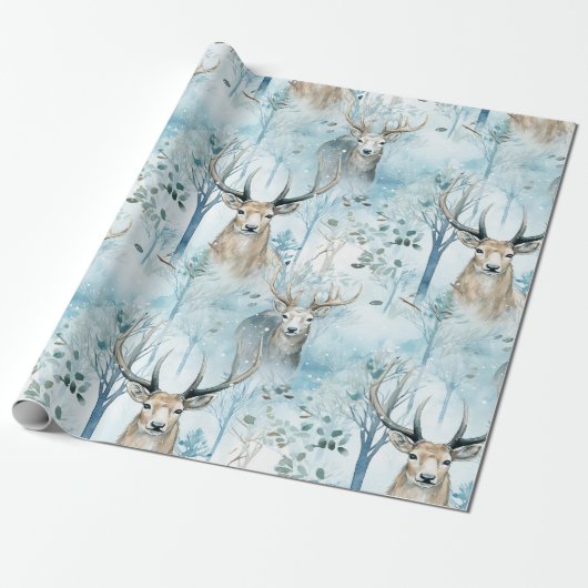 Waterverf Bosherten Winter (2) Cadeaupapier (Uitgerold)