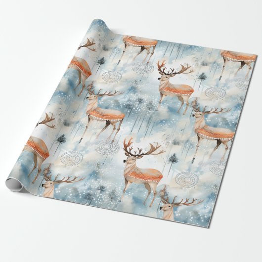 Waterverf Bosherten Winter (3) Cadeaupapier (Uitgerold)