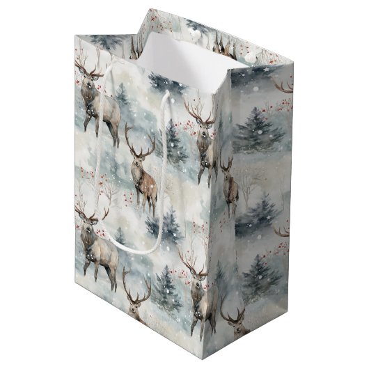 Waterverf Bosherten Winter (4) Medium Cadeauzakje (Voorkant Gekanteld)