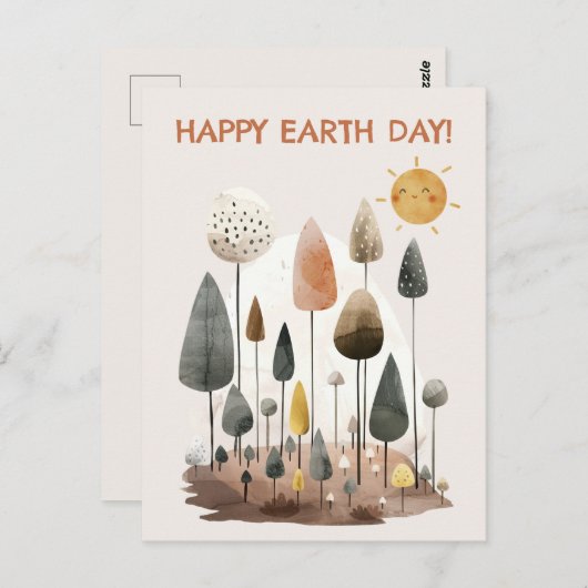 Waterverf Boslandschap Happy Earth Day Briefkaart (Voorkant / Achterkant)