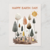 Waterverf Boslandschap Happy Earth Day Briefkaart (Voorkant)