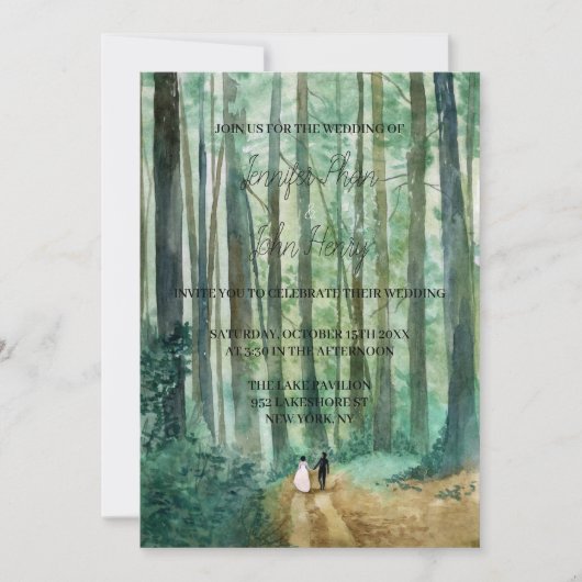 Waterverf boslandschap met de hand geschilderd kaart (Voorkant)