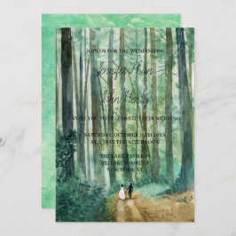 Waterverf boslandschap met de hand geschilderd kaart