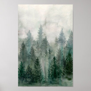 Waterverf Boslandschapsbosgebied Poster