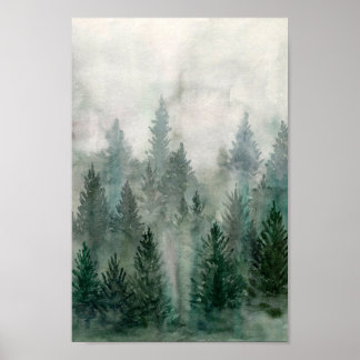 Waterverf Boslandschapsbosgebied Poster