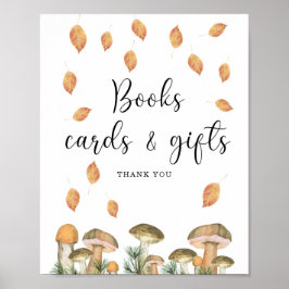 Waterverf bospaddenstoelen, boeken kaarten en gesc poster