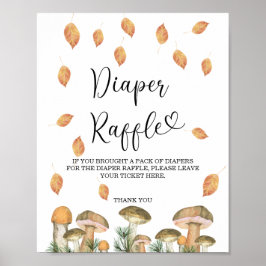 Waterverf bospaddenstoelen - luierloterij poster