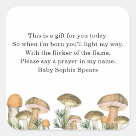 Waterverf bospaddestoel - gebedskaars sticker