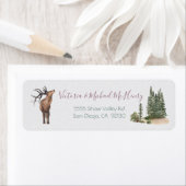 Waterverf bosrijke herten bos adresetiketten etiket (Insitu)