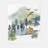 Waterverf bosscène fleece deken (Voorkant)