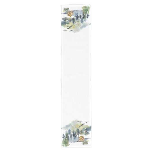 Waterverf bosscène korte tafelloper (Voorkant)