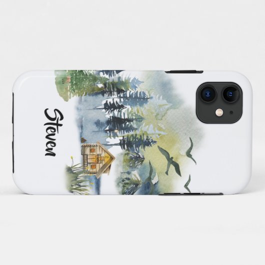 Waterverf-bosscène op maat Case-Mate iPhone case (Achterkant (horizontaal))