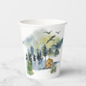 Waterverf bosscène papieren bekers (Voorkant)