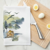 Waterverf bosscène theedoek (Quarter Fold)