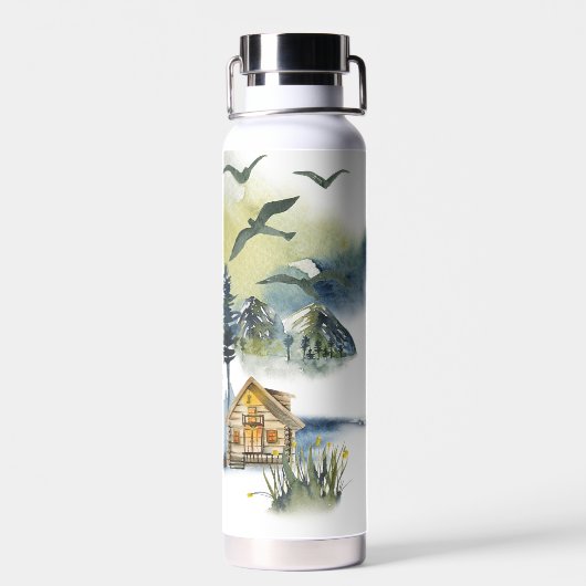 Waterverf bosscène waterfles (Achterkant)