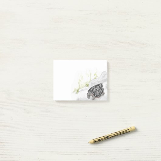 Waterverf bosschildpad post-it® notes (Op bureau)