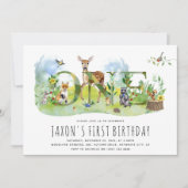 Waterverf Bossen Bosdieren 1e verjaardag Kaart (Voorkant)