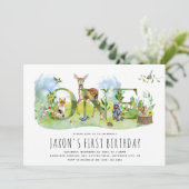 Waterverf Bossen Bosdieren 1e verjaardag Kaart (Staand voorkant)