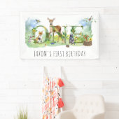 Waterverf Bossen Bosdieren 1e verjaardag Spandoek (Insitu)