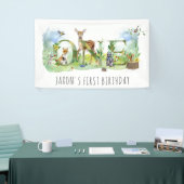 Waterverf Bossen Bosdieren 1e verjaardag Spandoek (Beurs)