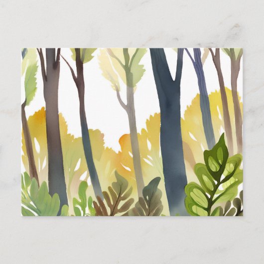 Waterverf Bossen | Groene Natuur Forest Painting Briefkaart (Voorkant)