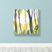 Waterverf Bossen | Groene Natuur Forest Painting Canvas Afdruk (Insitu (Houten vloer))