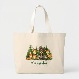 Waterverf Bossen Grote Tote Bag
