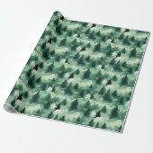 Waterverf Bossen in Misty Woodland Cadeaupapier (Uitgerold)