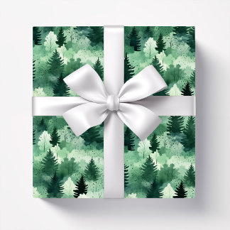 Waterverf Bossen in Misty Woodland Cadeaupapier