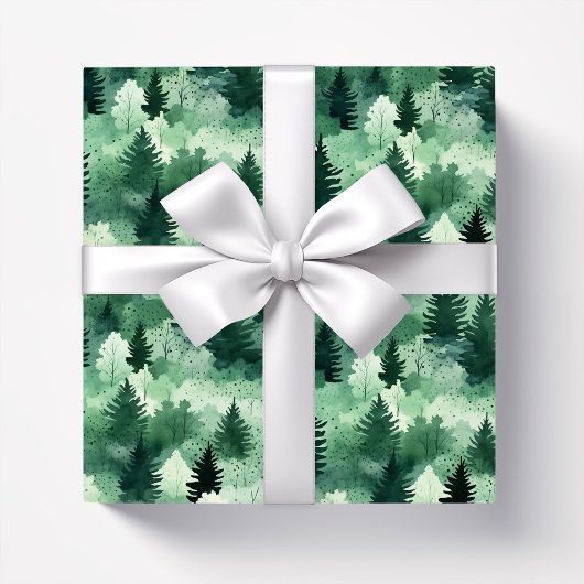 Waterverf Bossen in Misty Woodland Cadeaupapier