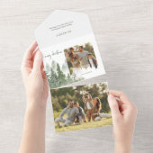 Waterverf Bossen Kerstkalligrafie Foto All In One Uitnodiging (Afscheurbaar)