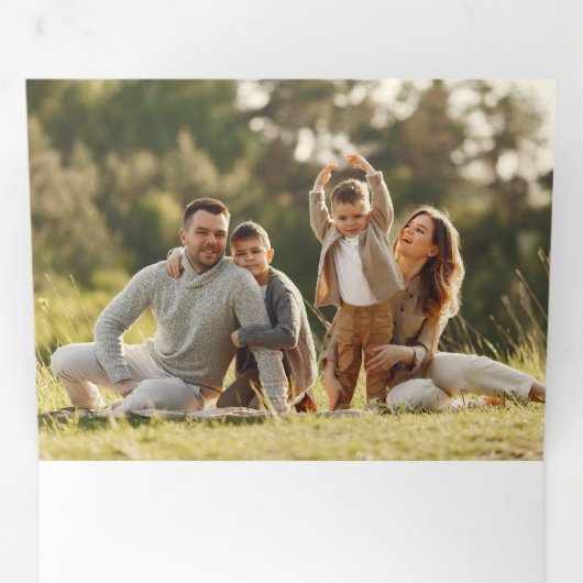 Waterverf Bossen Kerstkalligrafie Foto Drieluik Kaart (Binnenzijde eerst)