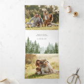 Waterverf Bossen Kerstkalligrafie Foto Drieluik Kaart (Binnen)