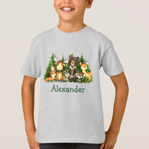 Waterverf Bossen Kind grijs T-shirt