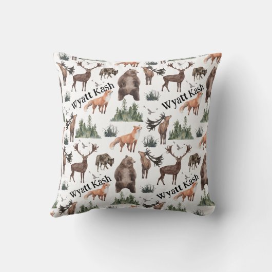 Waterverf Bossen Naam Bosdieren Kussen (Achterkant)