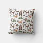 Waterverf Bossen Naam Bosdieren Kussen (Voorkant)