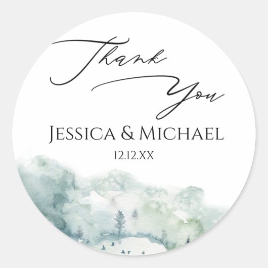 Waterverf bossen ronde sticker (Voorkant)