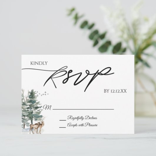 Waterverf bossen RSVP kaartje (Staand voorkant)