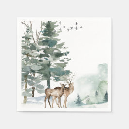 Waterverf bossen servet