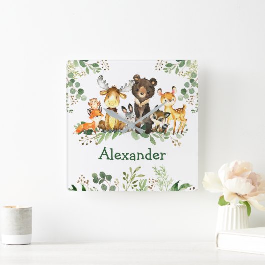 Waterverf Bossen Vierkante Klok (Huis)