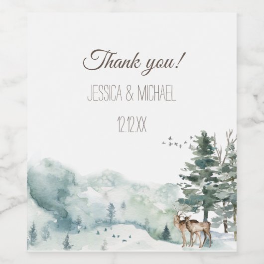 Waterverf bossen wijn etiket (Enkel label)