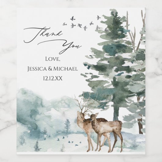 Waterverf bossen wijn etiket (Enkel label)