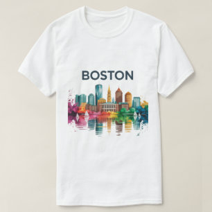 Waterverf Boston Silhouette Boston Ma Silhouette T-shirt