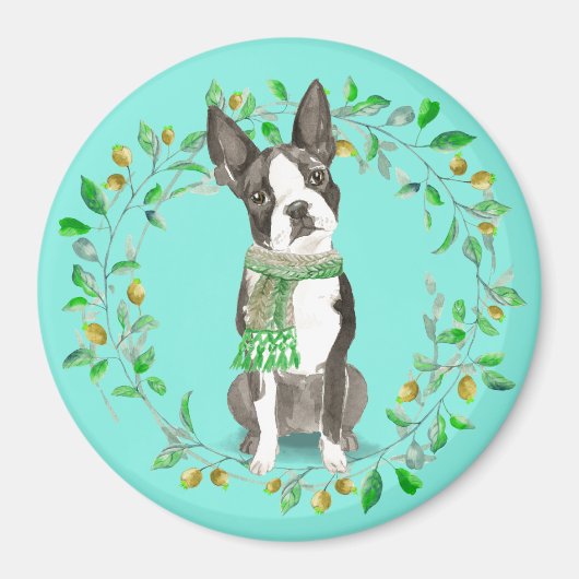 Waterverf Boston Terrier Bestie Magneet (Voorkant)