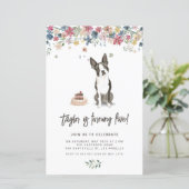 Waterverf Boston Terrier Dog Birthday Uitnodiging (Staand voorkant)