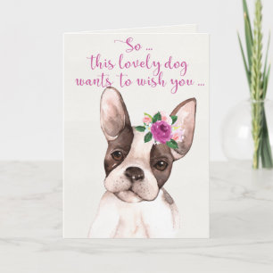 Waterverf Boston Terrier Dog Happy Birthday Kaart