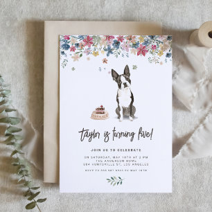  Waterverf Boston Terrier Dog Verjaardag Kaart