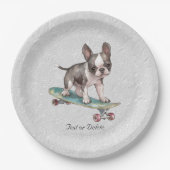 Waterverf Boston Terrier Paper Bord (Voorkant)