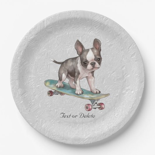 Waterverf Boston Terrier Paper Bord (Voorkant)