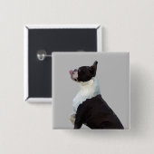 Waterverf Boston Terrier Pin Button (Voorkant /achterkant)